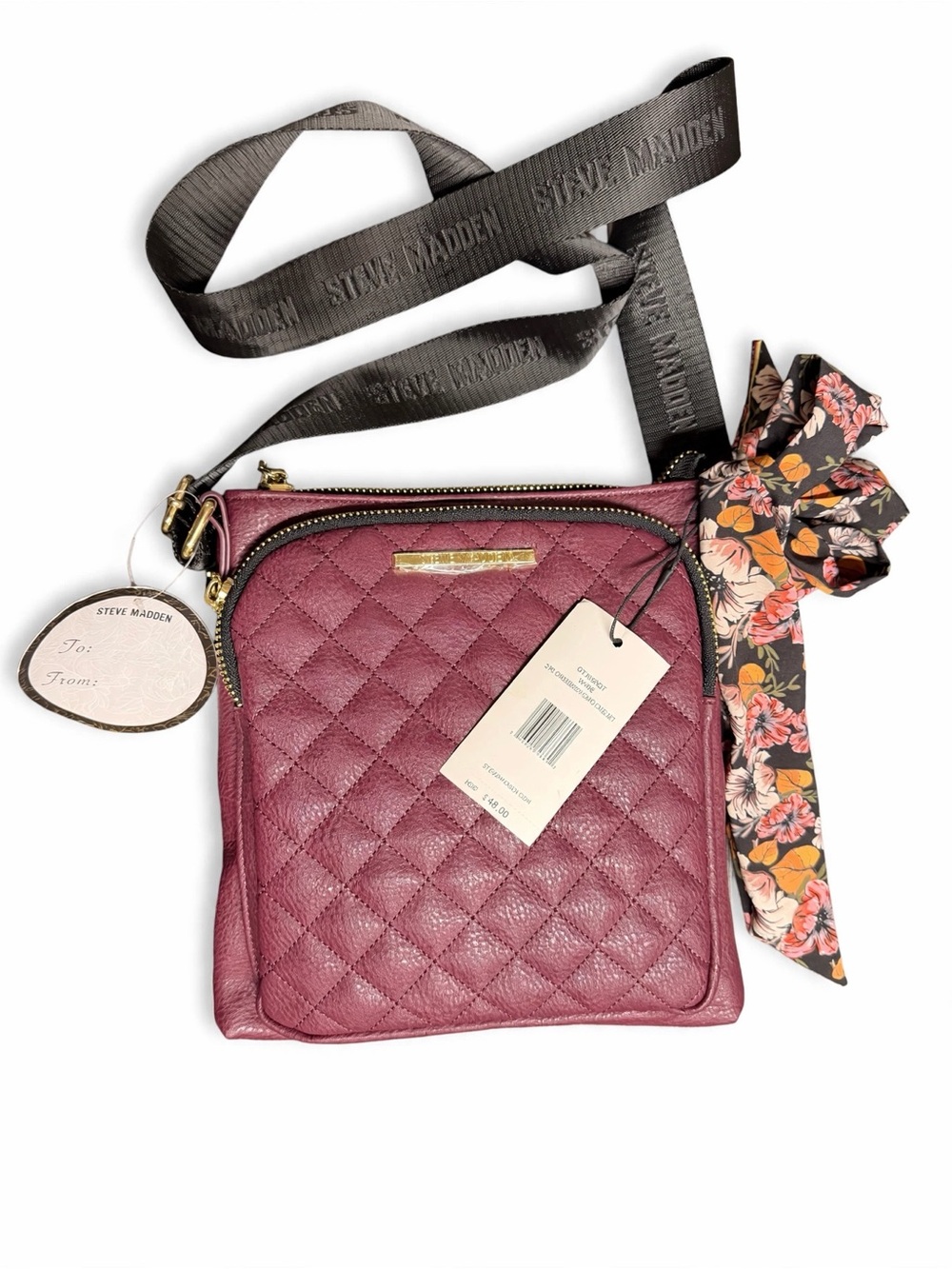 Steve Madden Wine Quilted Crossbody Set NWT